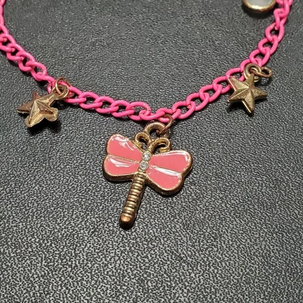 Pink dragonfly charm bracelet Up to 7